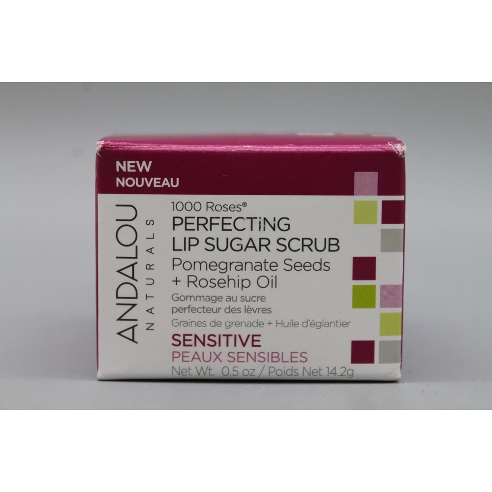 Andalou Naturals 1000 Roses Perfecting Lip Sugar Scrub Sensitive 0.5 oz New